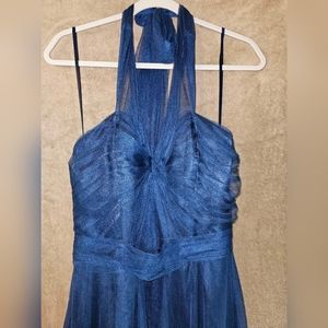 Simple Navy Blue Long Dress